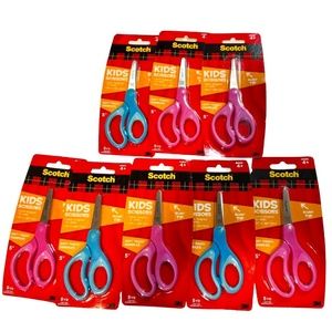 8 Pairs of Kids Scotch Blunt Tip Scissors Blue and Pink Ages 4+